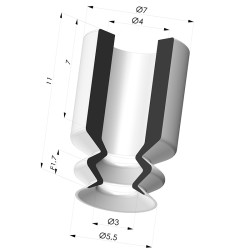 Sauggreifer 1,5 Falten Serie 1 Ø 5MM
