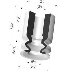 Sauggreifer 1.5 Falten Serie 1 Ø 9MM