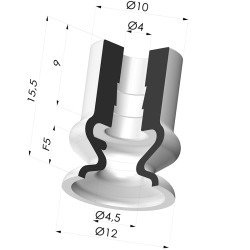 Sauggreifer 1.5 Falten Serie 1 Ø 12MM