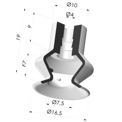Sauggreifer 1.5 Falten Serie 1 Ø 16.5MM