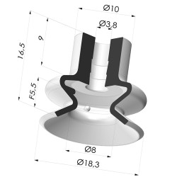Sauggreifer 1.5 Falten Serie 1 Ø 18MM