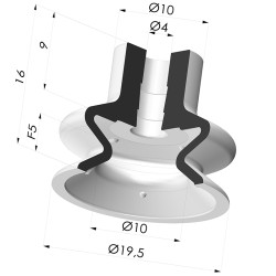 Sauggreifer 1.5 Falten Serie 1 Ø 20MM -mit Auslöser