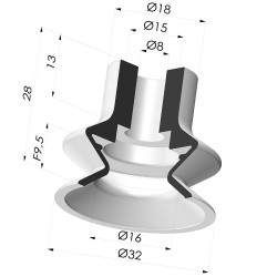 Sauggreifer 1.5 Falten Serie 1 Ø 32MM