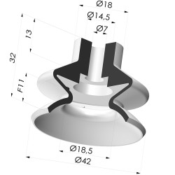 Sauggreifer 1.5 Falten Serie 1 Ø 42MM