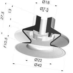 Sauggreifer 1.5 Falten Serie 1 Ø 42MM