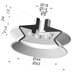 Sauggreifer 1,5 Falten Serie 1 Ø 63 mm