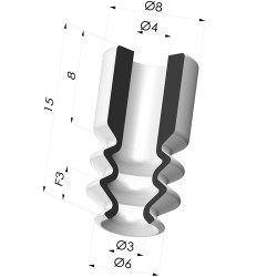 Sauggreifer 2.5 Falten Serie 8 Ø 6MM