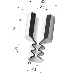 Ventosa 2,5 Fuelles serie 2, Ø 5 MM