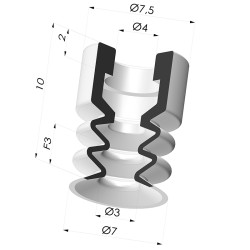 Ventosa 2,5 Fuelles Serie 2, Ø 7 MM
