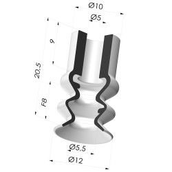 Ventosa 2.5 Fuelles Serie 2 Ø 12MM