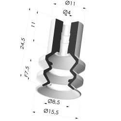 Ventosa 2,5 Fuelles Serie 2, Ø 15,5 MM