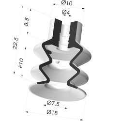 Ventosa 2,5 Fuelles Serie 2, Ø 18 MM