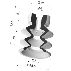 Ventosa 2,5 Fuelles Serie 2, Ø 18,5 MM