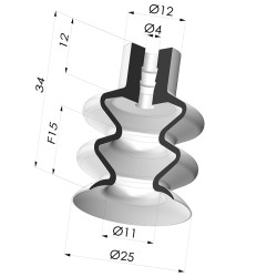 Ventosa 2,5 Fuelles Serie 2, Ø 25 MM