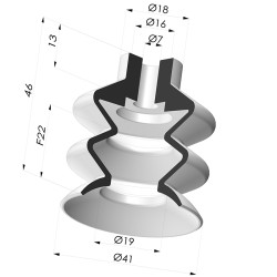 Ventosa 2,5 Fuelles Serie 2, Ø 41 MM