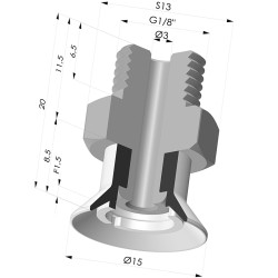 Flachsauggreifer Serie 7SB Ø 15MM mit Halter G1/8"