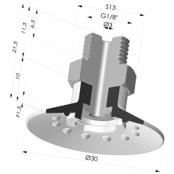 Flachsauggreifer Serie 7SB Ø 30MM mit Halter G1/8"