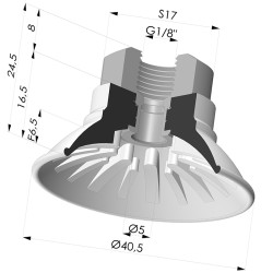 Flachsauggreifer Serie 99 Ø 40.5 mm mit  Halter IG G1/8"