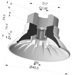 Flachsauggreifer Serie 99 Ø 40.5 mm mit  Halter IG G1/8" mit Filter