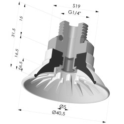 Flachsauggreifer Serie 99 Ø 40.5 mm mit  AG  G1/4" mit Filter