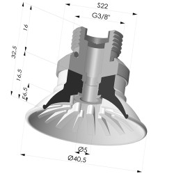 Flachsauggreifer Serie 99 Ø 40.5 mm mit  AG  G3/8" mit Filter