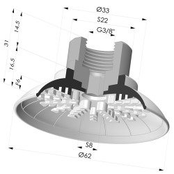 Flachsauggreifer Serie 99 Ø 62 mm mit Halter IGG3/8"