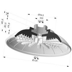 Flachsauggreifer Serie 99 Ø 124 mm mit  Halter IG G3/8"