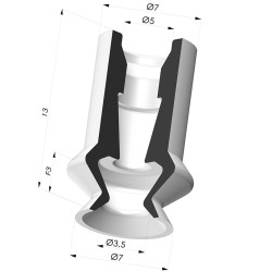 Sauggreifer 1.5 Falten Serie 8 Ø 7MM