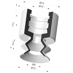 Sauggreifer 1.5 Falten Serie 8 Ø 12.8MM