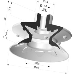 Sauggreifer 1.5 Falten Serie 8 Ø 60MM