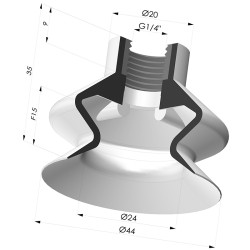 Ventouse 1.5 Soufflets Série 8A Ø 44MM