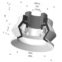 Sauggreifer 1.5 Falten Serie 8R Ø 50MM
