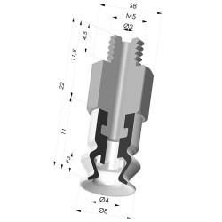 Ventouse 1.5 Soufflets Série 8SB Ø 8MM avec insert