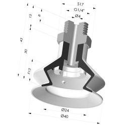 Ventouse 1.5 Soufflets Série 8SB Ø 40MM avec insert
