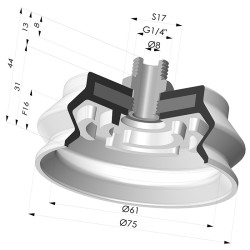 Ventouse 1.5 Soufflets Série 8SB Ø 75MM avec insert