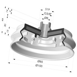 Ventouse 1.5 Soufflets Série 8SB Ø 100MM avec insert