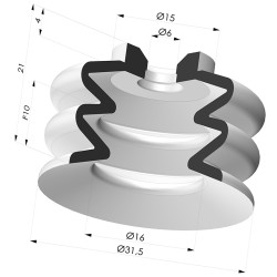 Sauggreifer 2.5 Falten Serie 8 Ø 31.5MM