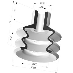 Flachsauggreifer 2.5 Falten Serie 8 Ø 50MM