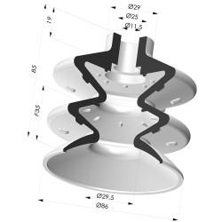 Sauggreifer 2.5 Falten Serie 8 Ø 85,8MM