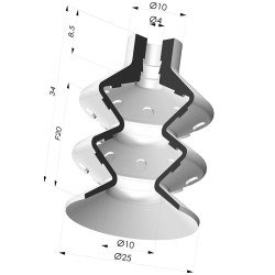 Ventosa 2.5 Soffietti Serie 8M Ø 25MM