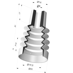 Sauggreifer 4.5 Falten Serie 8 Ø 33MM