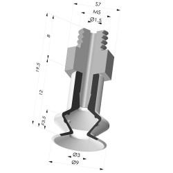 Sauggreifer 1.5 Falten Serie 91 Ø 9,2MM