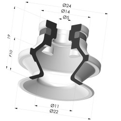 Sauggreifer 1.5 Falten Serie 91 Ø 22,2MM