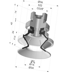 Sauggreifer 1.5 Falten Serie 91 Ø 34MM