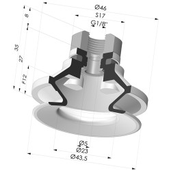 Sauggreifer 1.5 Falten Serie 91 Ø 40MM
