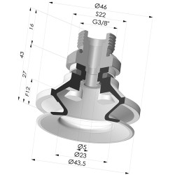 Sauggreifer 1.5 Falten Serie 91 Ø 40MM