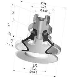 Sauggreifer 1.5 Falten Serie 91 Ø 40MM