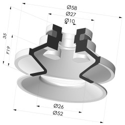 Sauggreifer 1.5 Falten Serie 91 Ø 50MM