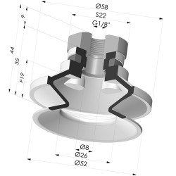 Sauggreifer 1.5 Falten Serie 91 Ø 50MM
