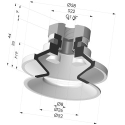 Sauggreifer 1.5 Falten Serie 91 Ø 50MM